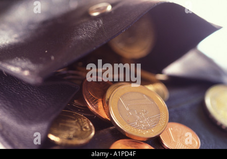 Des pièces d'or en portefeuille, close-up Banque D'Images