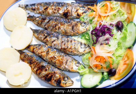 Sardines grillées, Algarve, Portugal, Europe Banque D'Images