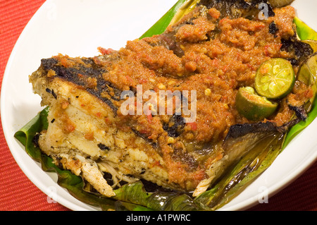 "Ikan Bakar" (grillades) sting ray plat malaisien Banque D'Images