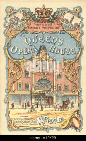 La Queen's Opera House, Londres, vers 1885 Couverture du programme Banque D'Images