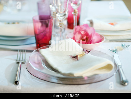 Set de table et décoré, close-up Banque D'Images