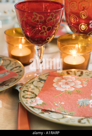 Set de table et décoré, close-up Banque D'Images