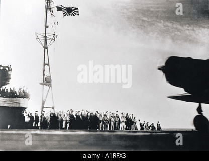 Japonais capturés photographie prise à bord d'un transporteur japonais avant l'attaque sur Pearl Harbor Hawaii le 7 décembre 1941 Banque D'Images