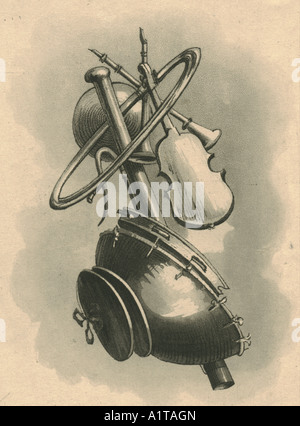 Tête fantastique d'un musicien composé d'instruments de musique vers 1820 Banque D'Images