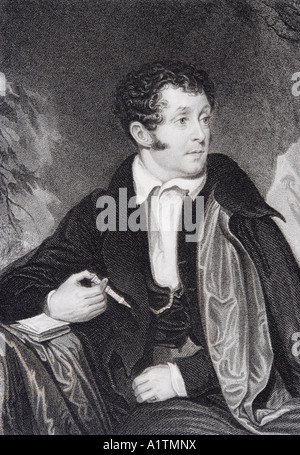 Thomas Campbell, 1777 - 1844. Poète écossais. Auteur Des Plaisirs de l'espoir. Graveur Joseph Jenkins après D McClise. Banque D'Images