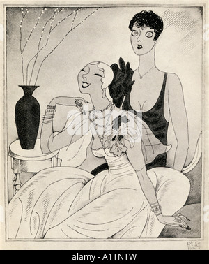 Lorelei et Dorothy. Illustration De Ralph Barton, 1891-1931. Banque D'Images