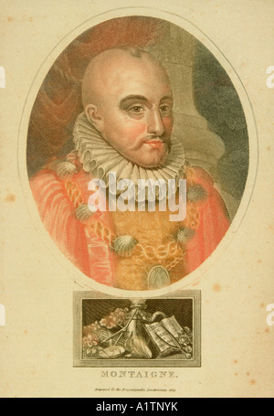 Michel Eyquem de Montaigne, Seigneur de Montaigne,1533 - 1592. Écrivain français. imprimé du xixe siècle Banque D'Images