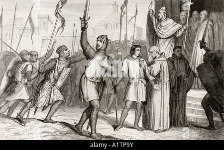 Philippe I, c. 1052 – 1108, a appelé Le Pape Urbain II, C. 1035 - 1099, les partisans de la première croisade en 1095. Banque D'Images