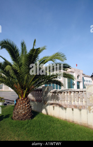 Vue extérieure montrant façade de nouvel hôtel de ville de Tunis, capitale de la Tunisie Banque D'Images