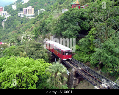 Asie Hong Kong le Peak Tram qui circule à partir de l'île Victoria au sommet populaire auprès des touristes Banque D'Images