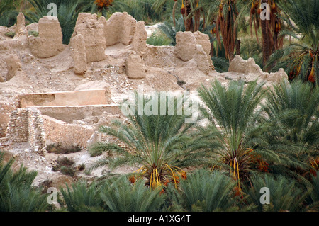 Ruines de l'ancien village de Tamerza Tunisie Banque D'Images