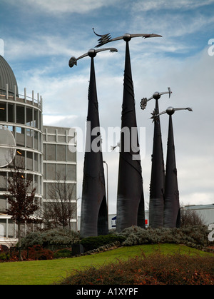 Structures métalliques et tour, McArthur Glen, shopping precinct, Livingston, Ecosse, UK, G B, Banque D'Images