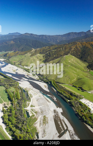 Rivière Wairau près de Blenheim Marlborough ile sud Nouvelle Zelande aerial Banque D'Images