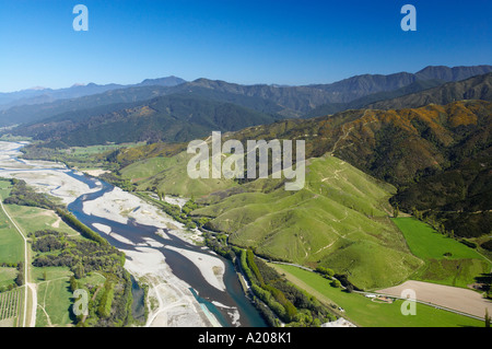 Rivière Wairau près de Blenheim Marlborough ile sud Nouvelle Zelande aerial Banque D'Images