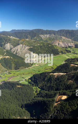 Korimiko terre agricole ile sud Nouvelle Zelande Marlborough aerial Banque D'Images