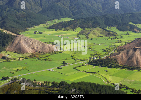 Korimiko terre agricole ile sud Nouvelle Zelande Marlborough aerial Banque D'Images