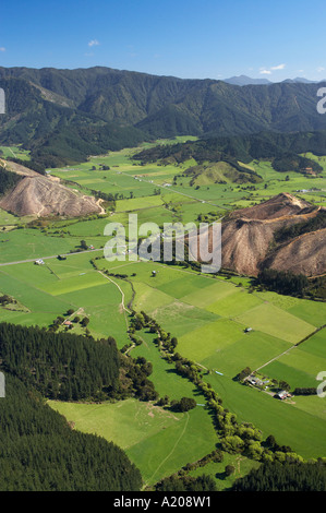 Korimiko terre agricole ile sud Nouvelle Zelande Marlborough aerial Banque D'Images