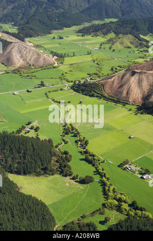 Korimiko terre agricole ile sud Nouvelle Zelande Marlborough aerial Banque D'Images