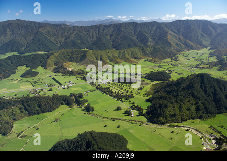 Korimiko terre agricole ile sud Nouvelle Zelande Marlborough aerial Banque D'Images