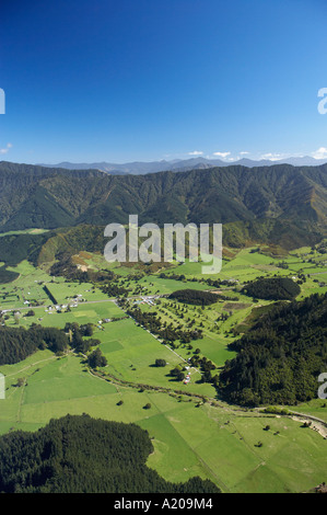 Korimiko terre agricole ile sud Nouvelle Zelande Marlborough aerial Banque D'Images