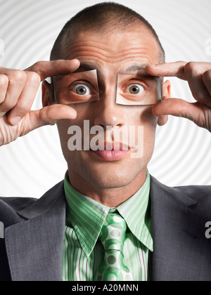 Portrait photos de yeux en face de ses propres yeux Banque D'Images