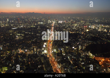 Coucher de soleil sur Tokyo à la recherche vers le Mont Fuji, Tokyo, Japon Banque D'Images