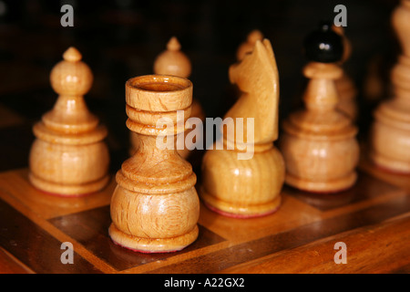 Close up of wooden chess figures Banque D'Images