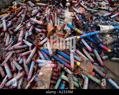 Gaspillage d'artifice a explosé le jour après les Pays-Bas Zeeland Middelburg Banque D'Images