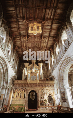 St David s Pembrokeshire Wales Cymru Ville Cathédrale nef de l'Intérieur britannique et le toit d'écran Banque D'Images