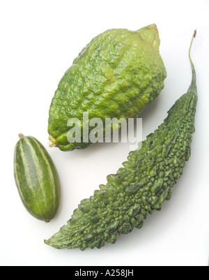 Lime kaffir petit tindora cucmber indiennes KERALA KARELA Melon amer Banque D'Images