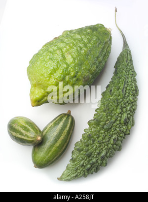 Lime kaffir petit tindora cucmber indiennes KERALA KARELA Melon amer Banque D'Images