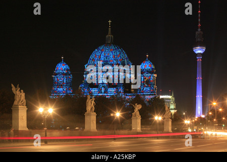 La Cathédrale de Berlin et le tour de télévision au Festival des lumières, de l'Allemagne, Berlin Banque D'Images