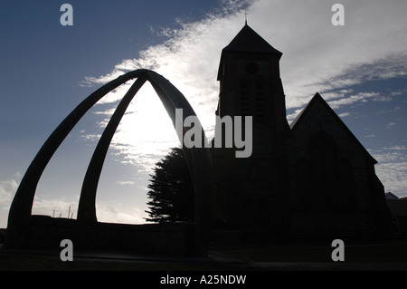 L'architecture arch os de baleine aux îles Falkland memorial ville port stanley squelette cathédrale bâtiment structure prière sainte Banque D'Images