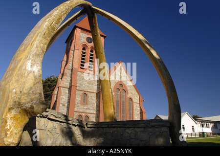 L'architecture arch os de baleine aux îles Falkland memorial ville port stanley squelette cathédrale bâtiment structure prière sainte Banque D'Images