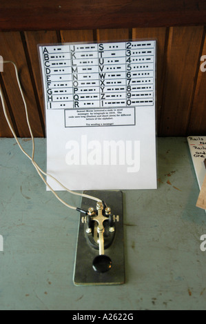 Telegraph avec une feuille de papier montrant l'alphabet morse Banque D'Images