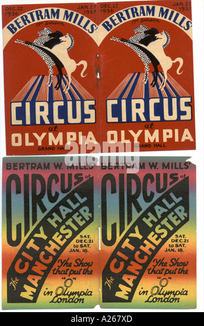 Bertram Mills circus publicité brochures 1936 & 1937 Banque D'Images