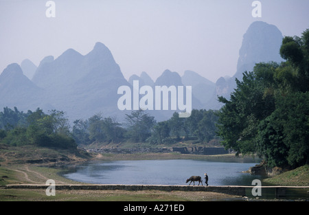 À partir de la Fu Li village en aval de Yangshou Banque D'Images