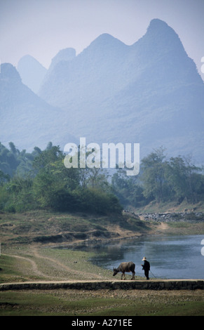 À partir de la Fu Li village en aval de Yangshou Banque D'Images