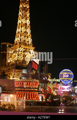 Le Strip de nuit Las Vegas NEVADA USA Banque D'Images
