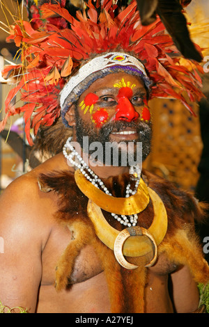 La Papouasie-Nouvelle-Guinée, Neu Mann bemaltem mit Gesicht, Autochtone Papouasie Nouvelle Guinée Banque D'Images