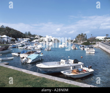 Avis d'arrivée, Flatt's Inlet Hamilton, Bermudes, paroisse Banque D'Images