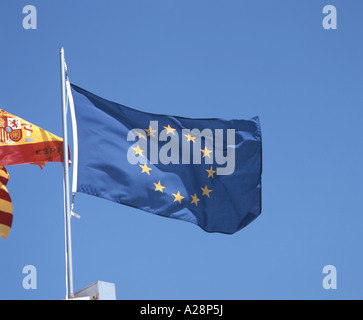 Drapeau de l'Union européenne, Canary Wharf, Londres, Angleterre, Royaume-Uni Banque D'Images