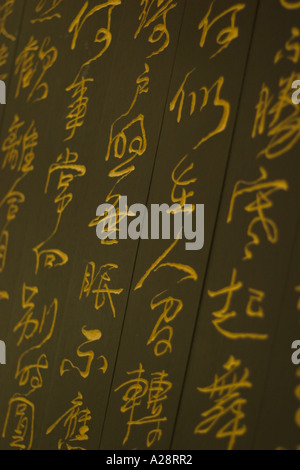 L'écriture calligraphique chinois gravé sur bois Banque D'Images