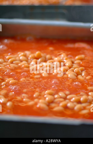 Un bol de haricots cuits au four pour les repas scolaires sains NOUVEAU UK Banque D'Images