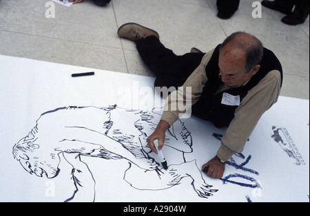 Quentin Blake artiste à grand tirage le Natural History Museum de Londres en 2000 Banque D'Images