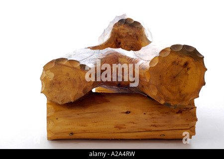 Fleur en bois, la sculpture sur bois et de l'EFP Banque D'Images