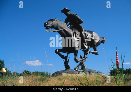 Pony express rider statue à Marysville, Kansas. Banque D'Images