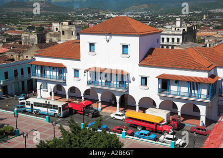Mairie, hôtel de ville, le Parque Cespedes, Santiago de Cuba, Cuba Banque D'Images