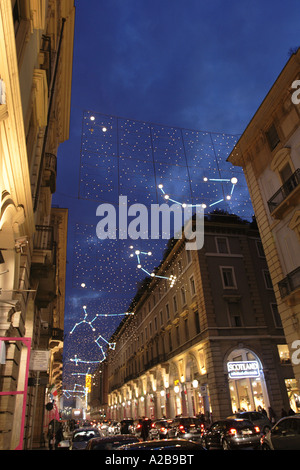 Zodiac l'éclairage de rue à Turin, Italie Banque D'Images