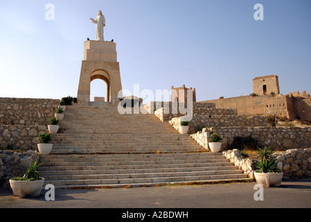 Avis de Jésus Christ statue dominant la ville Almería Almeria Andalousie Andalucía España Espagne Iberia Europe Banque D'Images